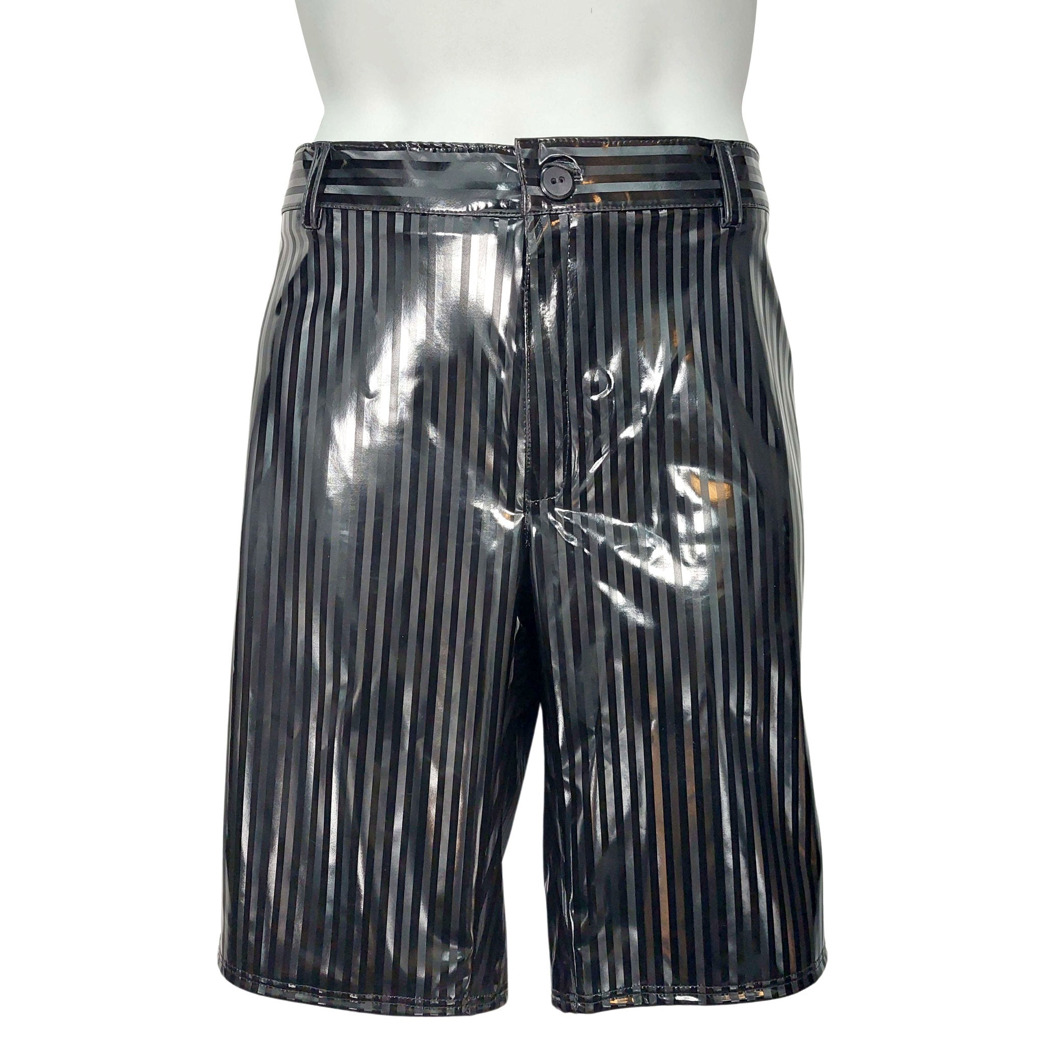 PVC Stripe Pattern Knee Shorts