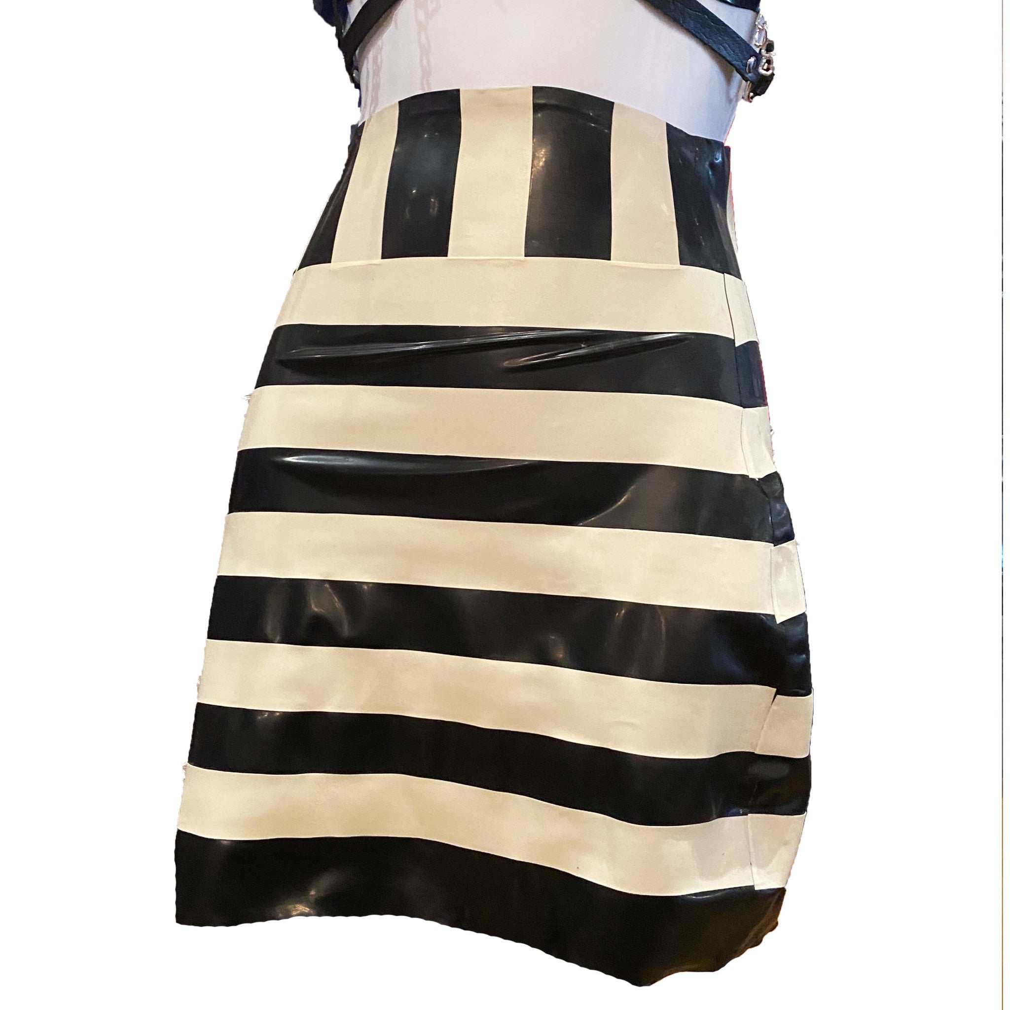 Latex Striped Mini Skirt