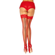 Stay Up Lace Top Fishnet Thigh Hi with Back Seam