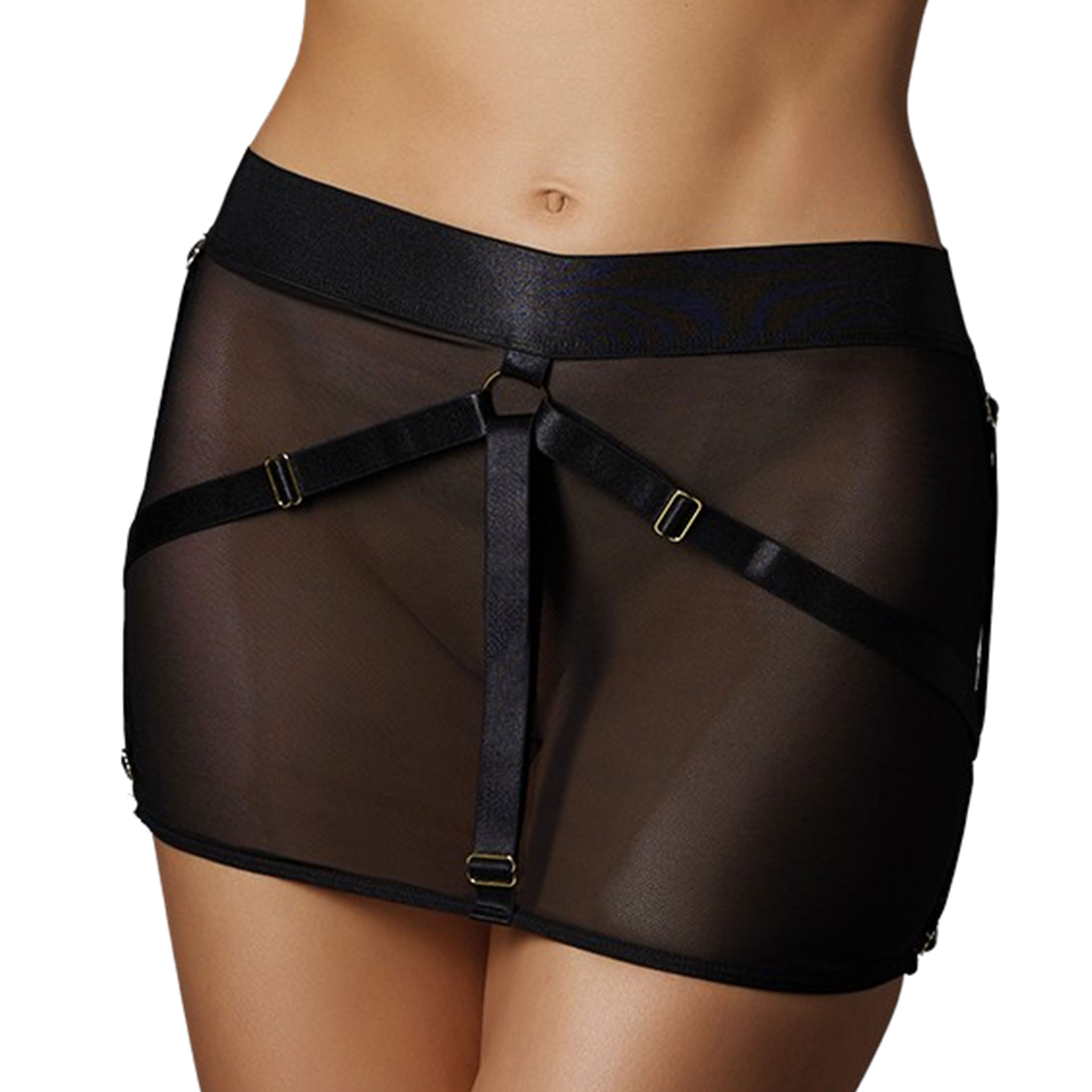 Adj Harness Mesh Mini Skirt