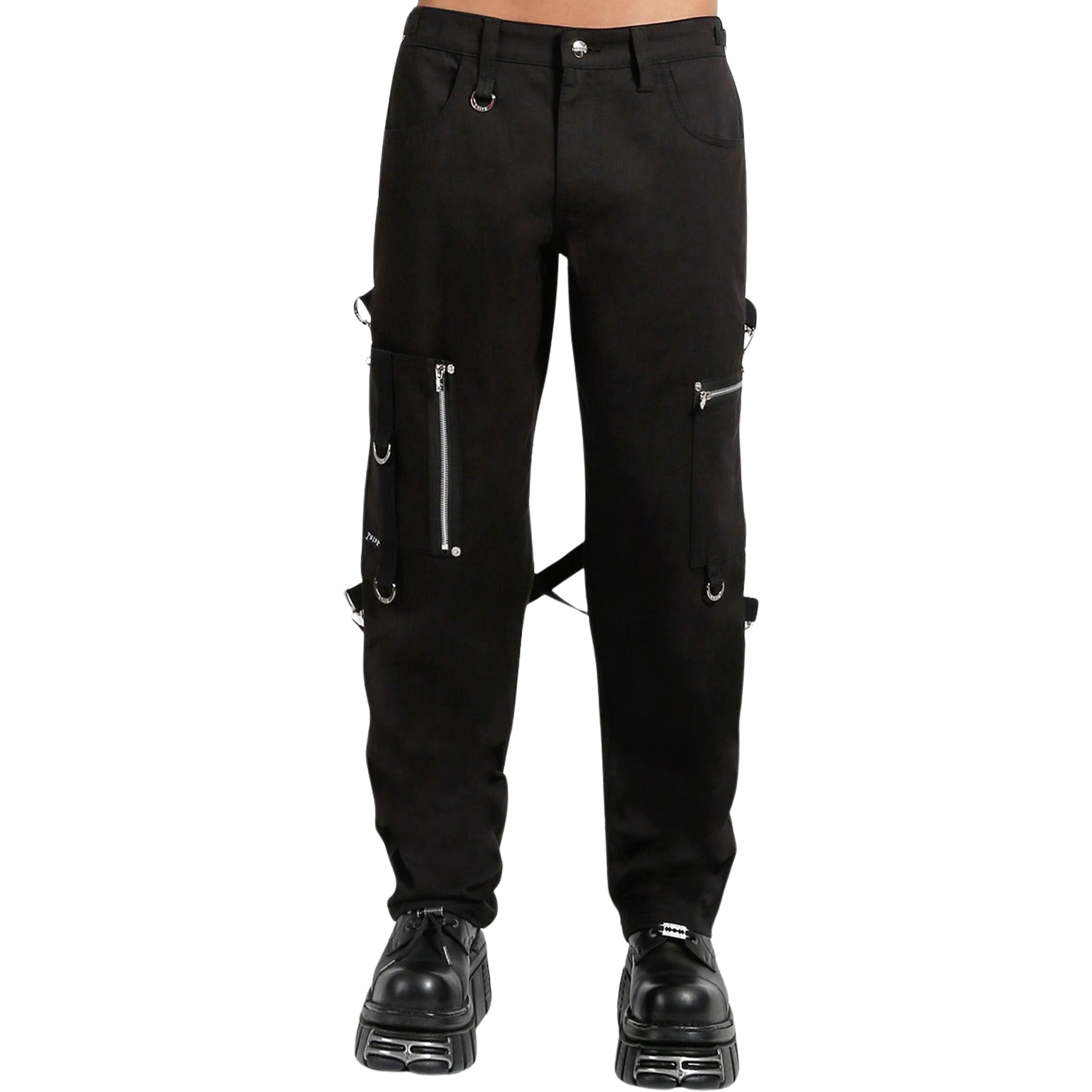 Punk Unisex ADJ Zipper Bottom Leg Bondage Pants