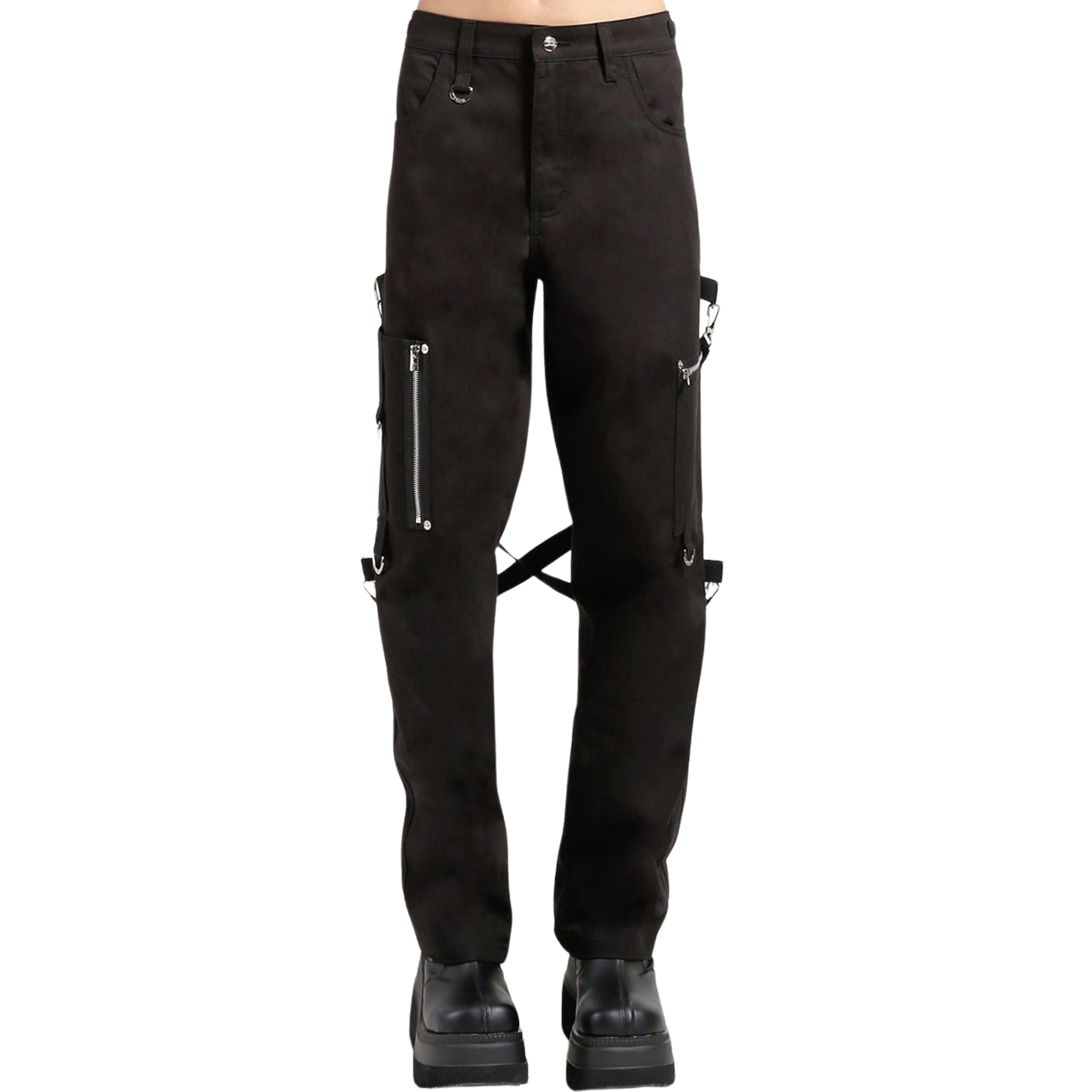 Punk Unisex ADJ Zipper Bottom Leg Bondage Pants