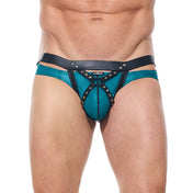 afterlight men's harness z-shaped straps metal studded waistband ring fetishwear bondage accessory kinky menswear muscle fit fetish factory