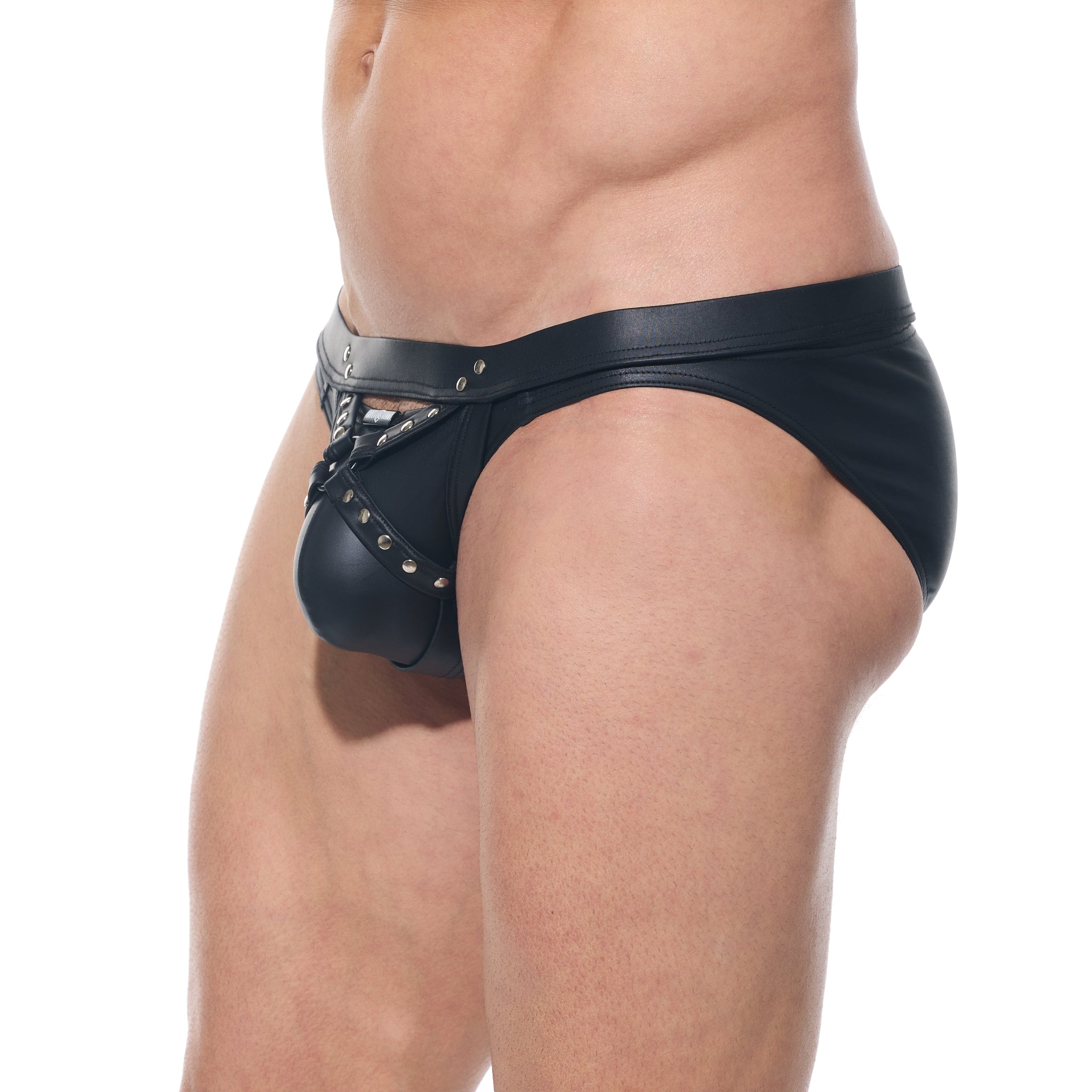 afterlight men's harness z-shaped straps metal studded waistband ring fetishwear bondage accessory kinky menswear muscle fit fetish factory