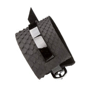 Premium leather textured alligator reptile scaled scaly patent bracelet wrist cuff adjustable buckle fashion alt-fashion arm-gear accessories black