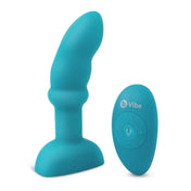 Silicone anal plug buttplug butt-plug vibrator vibrating vibration vibe rotating rimmer rimming beads internal shaft curved anal-play analingus sensation girth deep-pressure remote-control travel-lock g-spot p-spot adult-toys teal