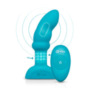 Silicone anal plug buttplug butt-plug vibrator vibrating vibration vibe rotating rimmer rimming beads internal shaft curved anal-play analingus sensation girth deep-pressure remote-control travel-lock g-spot p-spot adult-toys teal