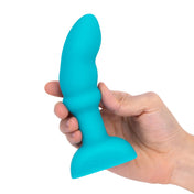 Silicone anal plug buttplug butt-plug vibrator vibrating vibration vibe rotating rimmer rimming beads internal shaft curved anal-play analingus sensation girth deep-pressure remote-control travel-lock g-spot p-spot adult-toys teal