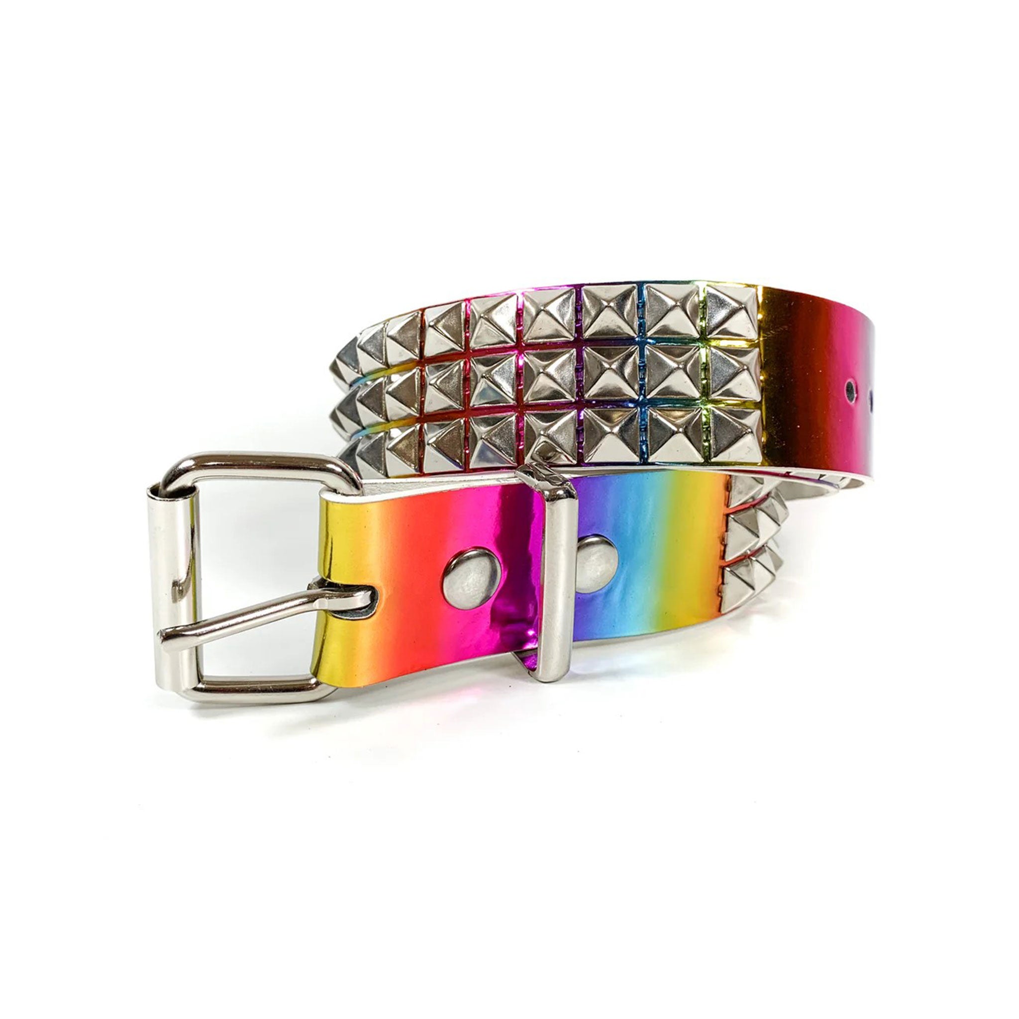 3 Row Black Pyramid Stud Belt