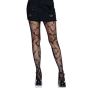 Nylon Spandex fishnet fish-net mesh sheer transparent intimates pantyhose tights pattern-tights reinforced-toe bat bat-pattern woven bats breathable soft stretchy comfortable sultry spooky fashion alt-fashion goth gothic punk costume cosplay halloween vampire witch female femme feminine womens black