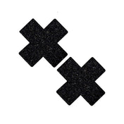 Adhesive medical-grade self-adhesive swimsuit-material glitter hypoallergenic latex-free accessories intimates stickers body-stickers skin sparkly sparkling gleaming glittery glittering x-shaped geometric fetish fashion alt-fashion goth gothic punk rave ravewear dark-raver festival club clubwear concert unisex black bodistix