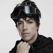 Plastic elastic metallic-alloy accessories headgear eyewear goggles snowboarding skiing snow ski curved-lens single-lens 
spike spikes spiked close-fitting snug adjustable elastic satin-sheath durable lightweight sharp stylish striking stand-out iconic unique fetish fashion alt-fashion punk futuristic cyber cyberpunk rebellious cybergoth goth gothic bold rave ravewear festival festivalwear costume cosplay halloween unisex black