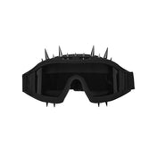 Plastic elastic metallic-alloy accessories headgear eyewear goggles snowboarding skiing snow ski curved-lens single-lens 
spike spikes spiked close-fitting snug adjustable elastic satin-sheath durable lightweight sharp stylish striking stand-out iconic unique fetish fashion alt-fashion punk futuristic cyber cyberpunk rebellious cybergoth goth gothic bold rave ravewear festival festivalwear costume cosplay halloween unisex black