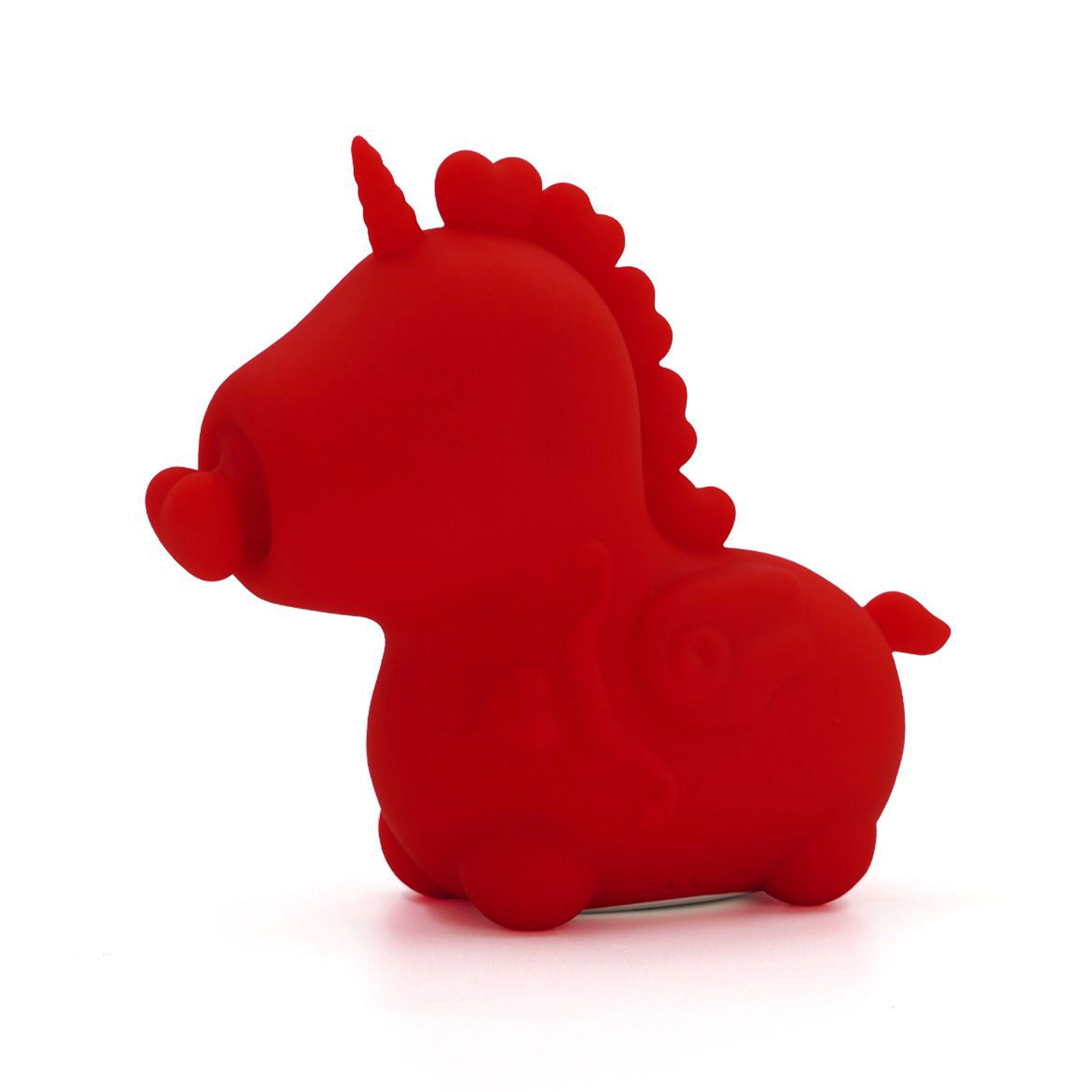 Unihorn Cupid's Beau Nussling Nose Clitoral Vibrator, red color, fork-tongued design, unique clitoral stimulator, powerful vibrations, 20 pleasure settings, soft body-safe silicone, water-resistant, mini vibrator, naughty sensations, intimate toy unicorn vibe.