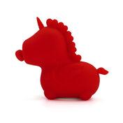 Unihorn Cupid's Beau Nussling Nose Clitoral Vibrator, red color, fork-tongued design, unique clitoral stimulator, powerful vibrations, 20 pleasure settings, soft body-safe silicone, water-resistant, mini vibrator, naughty sensations, intimate toy unicorn vibe.