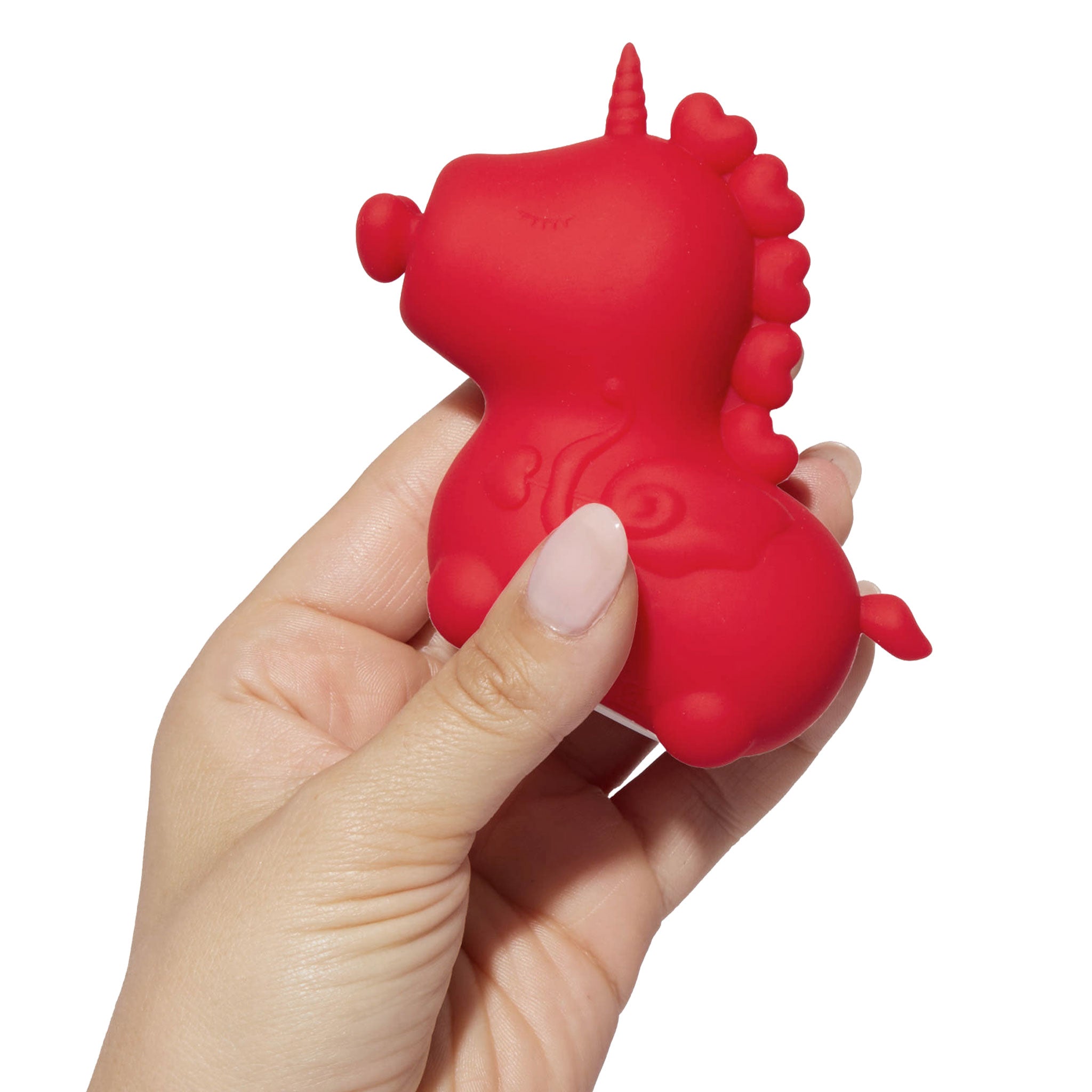 Unihorn Cupid's Beau Nussling Nose Clitoral Vibrator, red color, fork-tongued design, unique clitoral stimulator, powerful vibrations, 20 pleasure settings, soft body-safe silicone, water-resistant, mini vibrator, naughty sensations, intimate toy unicorn vibe.