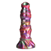 Silicone dildo dong alien monster visitor ovipositor larval larvae eggs kinky textured ribbed bumped bumpy hollow sheath pegging strap-on strapon creature-cocks adult-toys non-vibe non-vibrating multicolor multi-color rainbow swirled