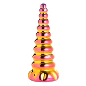 Borosilicate glass dildo dong creature-cocks twilight unicorn spiral horn majestic mystical fantasy unique temp-play temperature play iridescent rainbow purple pink yellow multicolor multi-color