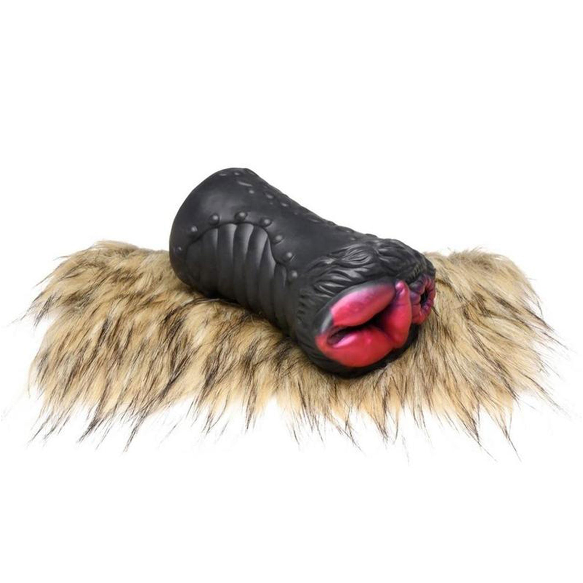 Silicone non-vibe nonvibe stoker masturbator masturbation pussy cooch anal swollen engorged textured tunnel furry faux-fur polyester wolf canine dog yiff yiffing creature-cocks adult-toys black brown pink