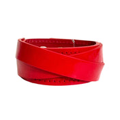 Leather patent bracelet wrist band wristband crossed strap layered snap-button press-button accessories arm-gear red