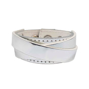 Leather patent bracelet wrist band wristband crossed strap layered snap-button press-button accessories arm-gear silver
