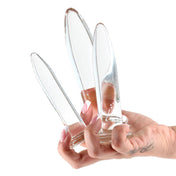 Glass borosilicate-glass anal plug buttplug butt-plug butt trainer-kit crystal 3-pc 3pc three-piece nonvibe non-vibe adult-toys clear
