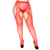 Nylon spandex hosiery intimates pantyhose panty hose tights fishnet fish-net fish net suspender crystalized rhinestone open-crotch crotchless open-back cut-out glamorous sexy red queen