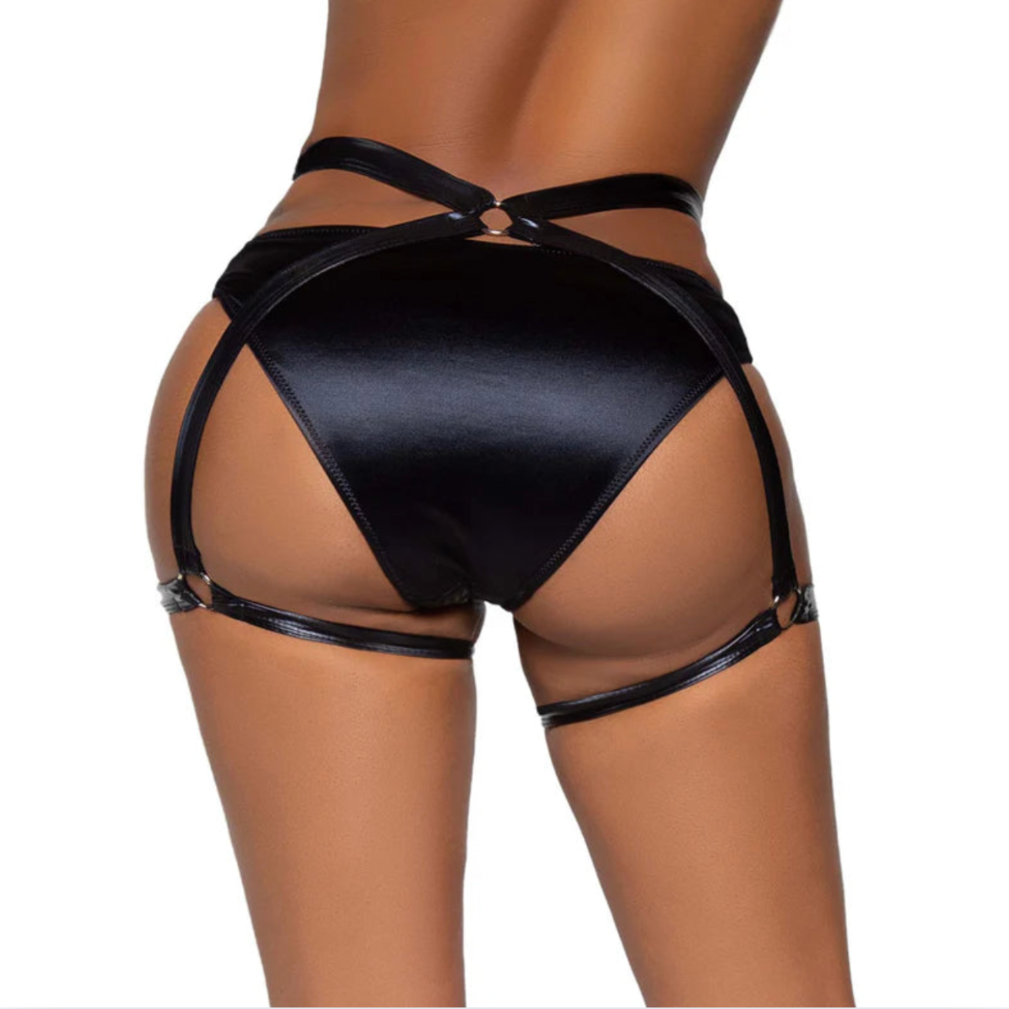 wet look butt harness black o-ring strap lingerie accessory adjustable Fetish Factory