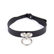 PVC vinyl leather vegan-leather accessories collar choker D-ring O-ring hinge-plate adjustable buckle delicate stunning beautiful fetish fashion alt-fashion bdsm bondage pet pets pet-play animal-play unisex black
