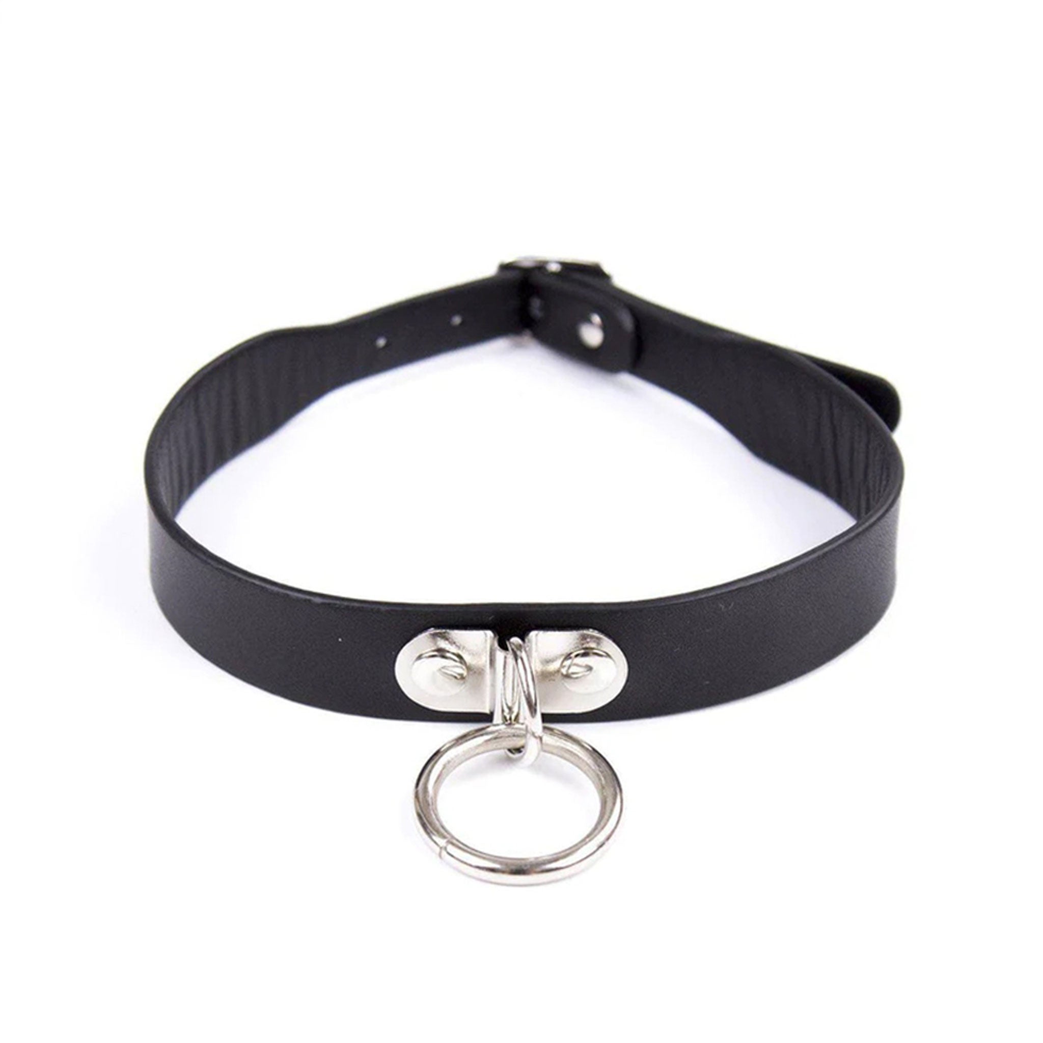 PVC vinyl leather vegan-leather accessories collar choker D-ring O-ring hinge-plate adjustable buckle delicate stunning beautiful fetish fashion alt-fashion bdsm bondage pet pets pet-play animal-play unisex black