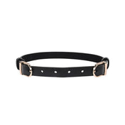 Leather faux-leather accessories jewelry collar choker day-collar adjustable buckle double-buckle bdsm bondage fetish fashion fantasy unique kink partner kinky kinky-play discreet discrete stylish style sex-appeal sexy extraordinary soft supple custom-fit inner-vixen desire black gold