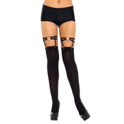 Elastic bands rubber polyester thigh high thigh-high thigh-hi garter suspender hearts double adjustable O-ring slide clips accessories rave rave festival costume cosplay female feminine femme women intimate lingerie black