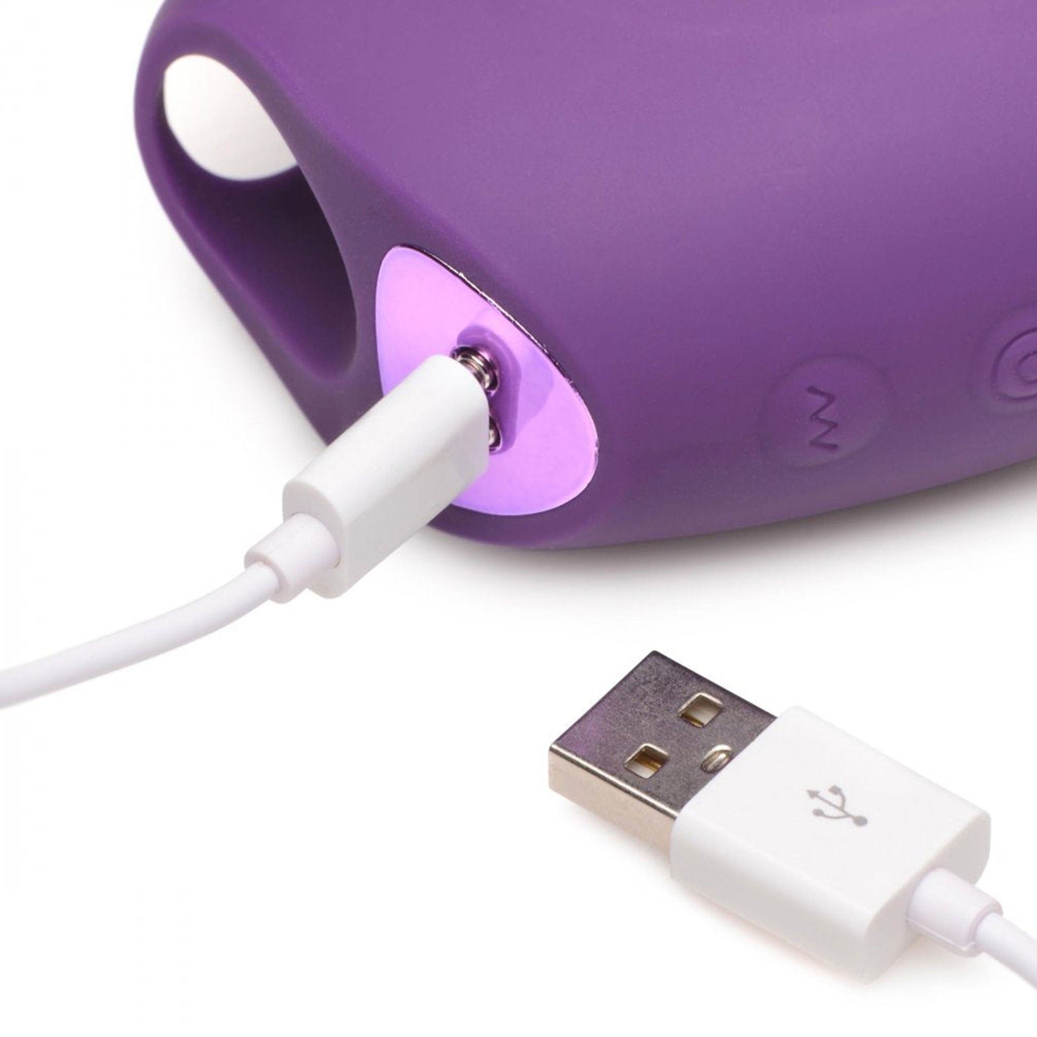 Silicone ABS plastc vibrator vibrating vibration vibe clit clitoral clitoris stimulation stimulator stimulating double finger finger-mounted adult-toys purple