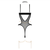 high-waisted cut-out teddy with dangling chains and satin finishl sexy fetish wear bold edgy intimate set fetish factory