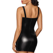 Wetlook Mini Dress with Lace Top
