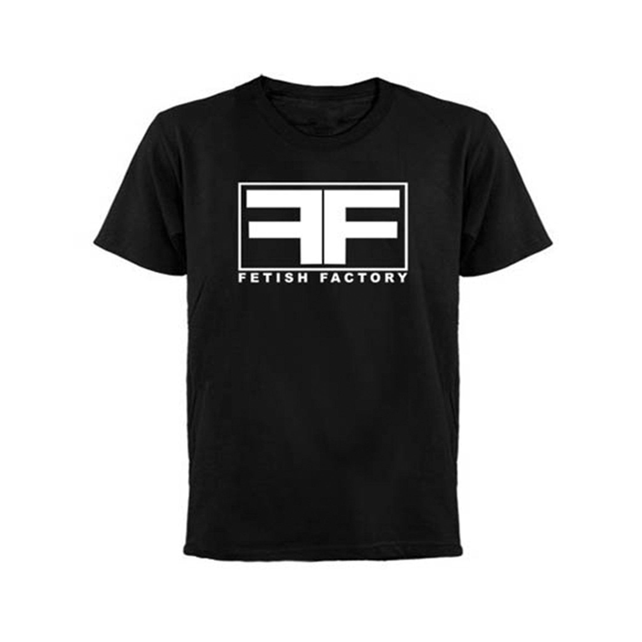 Cotton top shirt tee t-shirt tshirt short-sleeve short sleeve sleeved crew neck fetish-factory ff logo branded branded-merch unisex black