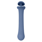 Silicone dildo dong curve curved shaft soft flexible waterproof finger holder g-spot p-spot non-vibe non-vibrating stimulator anal vaginal blue periwinkle baby-blue