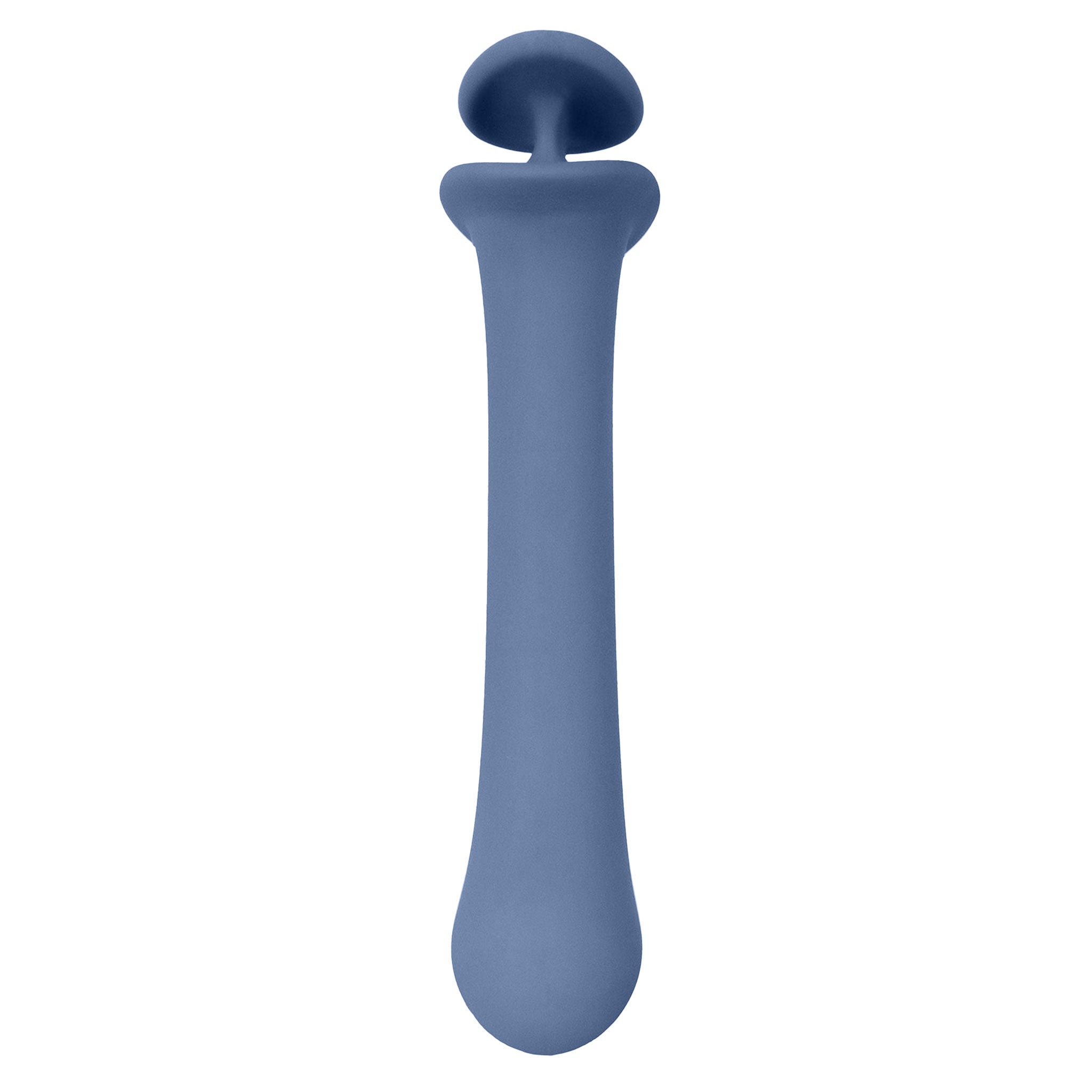 Silicone dildo dong curve curved shaft soft flexible waterproof finger holder g-spot p-spot non-vibe non-vibrating stimulator anal vaginal blue periwinkle baby-blue