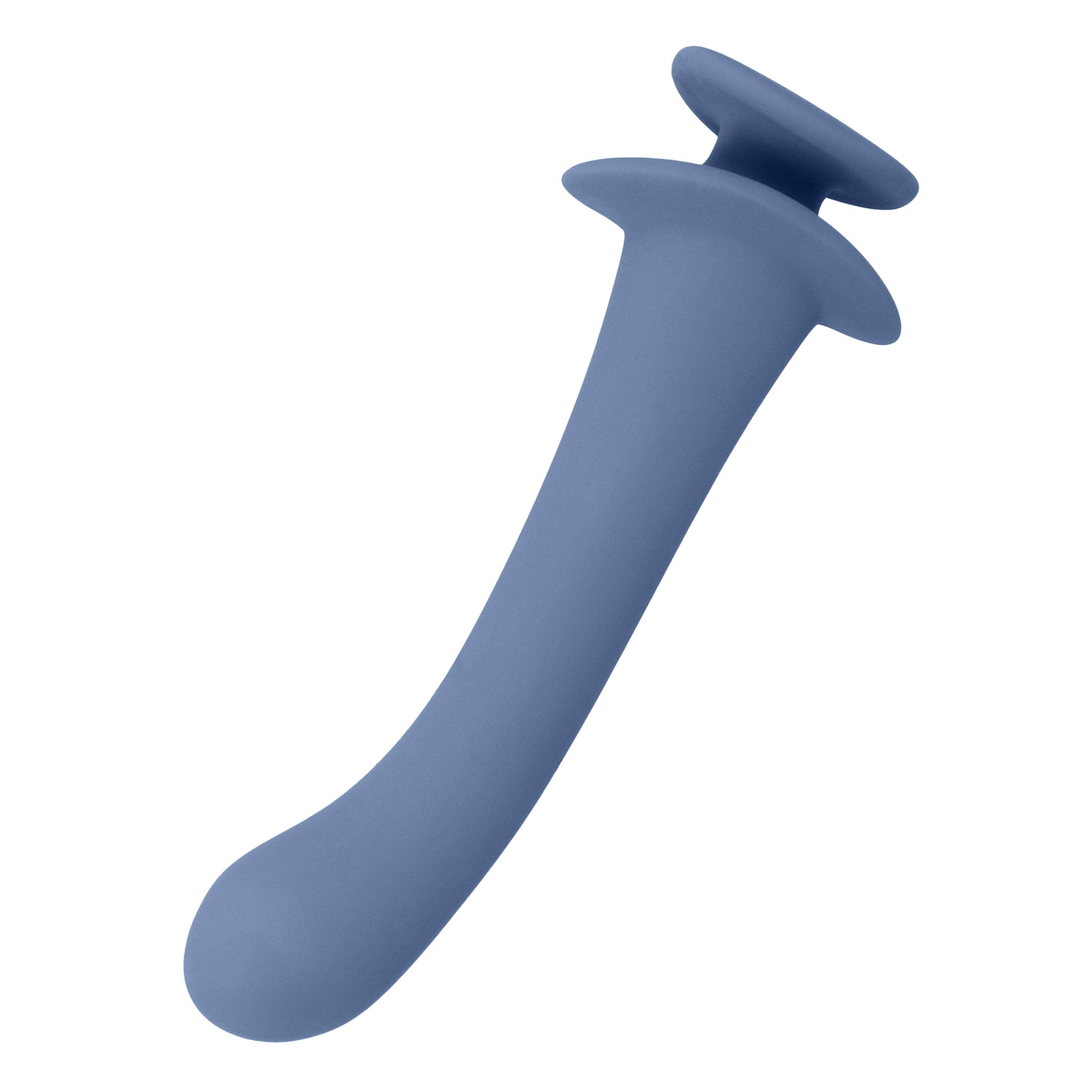 Silicone dildo dong curve curved shaft soft flexible waterproof finger holder g-spot p-spot non-vibe non-vibrating stimulator anal vaginal blue periwinkle baby-blue