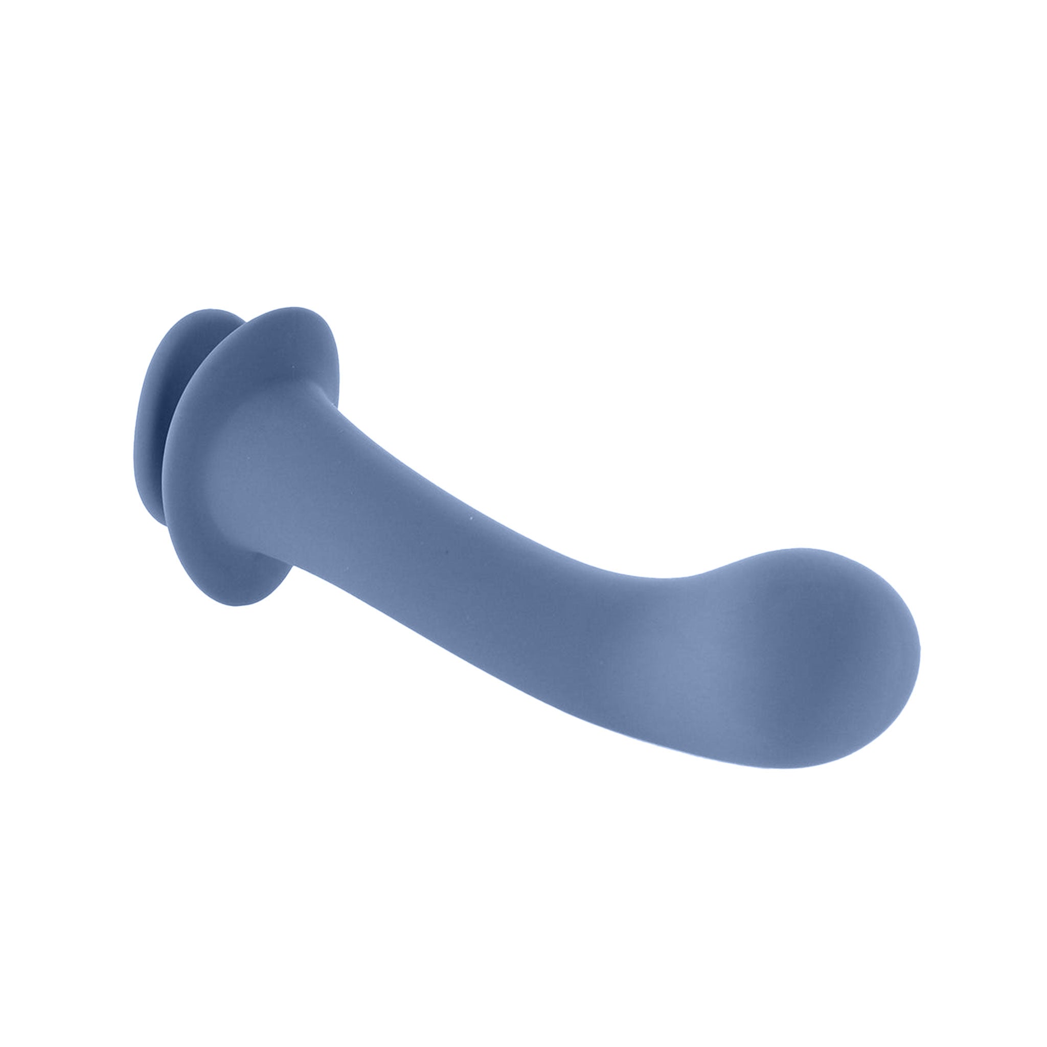Silicone dildo dong curve curved shaft soft flexible waterproof finger holder g-spot p-spot non-vibe non-vibrating stimulator anal vaginal blue periwinkle baby-blue