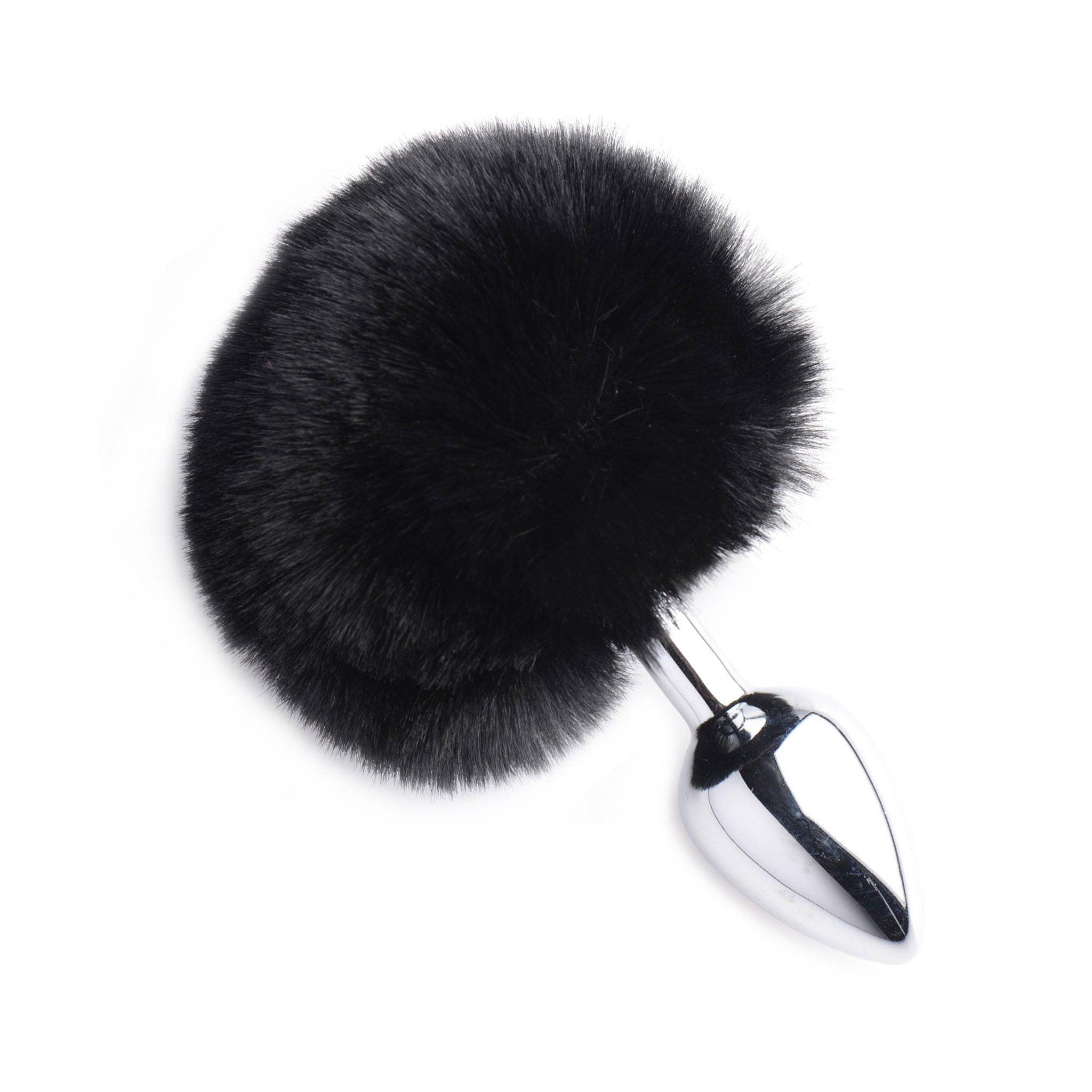 Zinc zinc-alloy metal metallic faux-fur fuzzy anal butt plug non-vibe nonvibe non-vibrating nonvibrating bunny rabbit tail cottontail bdsm bdsm-gear anal-toys animal-play pet-play costume cosplay role-play roleplay halloween accessories tailz valentines adult-toys black