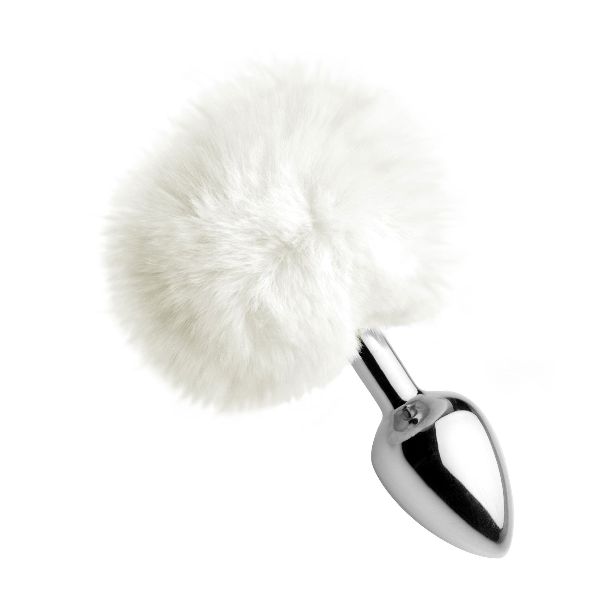 Zinc zinc-alloy metal metallic faux-fur fuzzy anal butt plug non-vibe nonvibe non-vibrating nonvibrating bunny rabbit tail cottontail bdsm bdsm-gear anal-toys animal-play pet-play costume cosplay role-play roleplay halloween accessories tailz valentines adult-toys white
