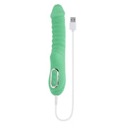 Silicone ABS-plastic phthalate-free latex-free dildo dong vibrator vibrating vibration vibe heating warming temperature temp-play temperature-play ribbed textured ribbed-shaft usb-rechargeable waterproof submersible curved tickling realistic crowned-head bulbous-nub external-stimulator chunky-base relaxed-grip ergonomic full-throttle adult-toys green
