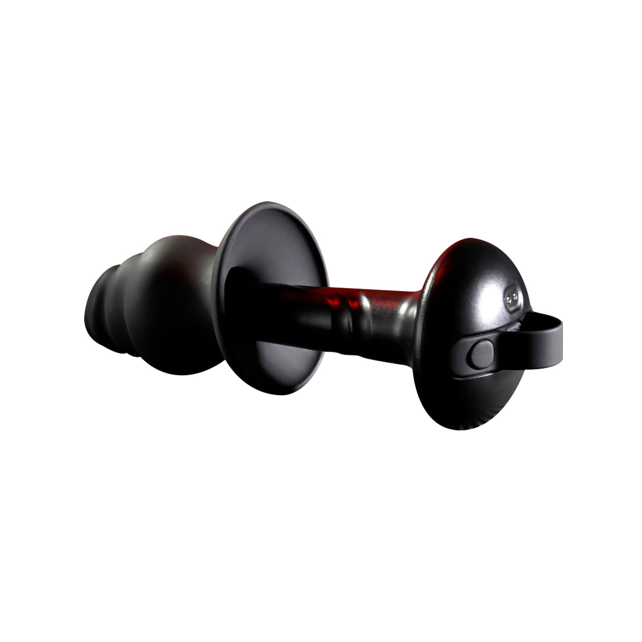 Silicone vibrator vibration vibe shaft removable sleeve graduated bumps safety base pull-ring pull ring adult-toys black