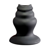 Silicone vibrator vibration vibe shaft removable sleeve graduated bumps safety base pull-ring pull ring adult-toys black
