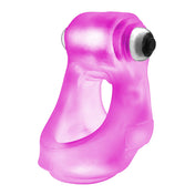 Silicone blend rubbery blubbery thick plush velvety cock ring cockring cock-ring cock-and-ball cnb cock&ball vibrator vibrating vibration vibe bullet LED glow glowing glowsling top-mounted adult-toys pink