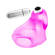 Silicone blend rubbery blubbery thick plush velvety cock ring cockring cock-ring cock-and-ball cnb cock&ball vibrator vibrating vibration vibe bullet LED glow glowing glowsling top-mounted adult-toys pink