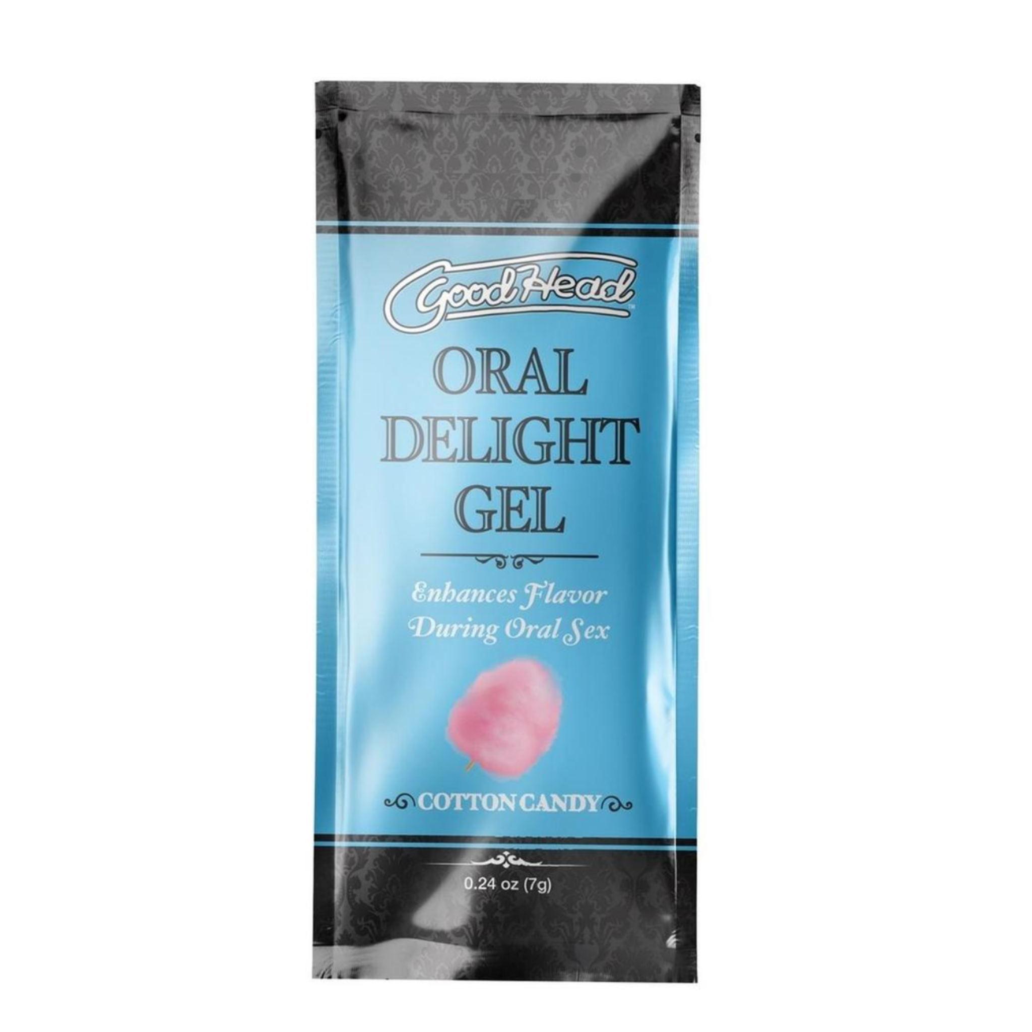 GoodHead oral sex gel, cotton candy-flavored enhancer, sugar-free intimacy gel, single-use packets.