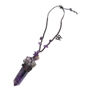 Crystal polyester plastic metallic-alloy accessories jewelry natural-jewelry stone-jewelry necklace polished-gemstones polished-amethyst gemstone-necklace crystal-necklace crystal-pendant woven-thread woven-strand woven crystal-beads butterfly butterfly-charm fashion alt-fashion boho hippie hippy goth gothic casual female femme feminine womens purple violet amethyst