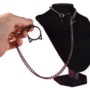 Stainless-steel chain accessories jewelry necklace collar choker choke-chain jump-chain slip-chain jump-ring cat-shaped kitty-shaped kitty-cat meow tugging pulling tugproof tug-proof fetish fashion bdsm bondage domination submission bdsm-play pet-play kitty cat kitten control bedroom gunmetal black